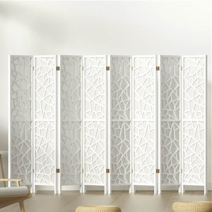 8 Panel Room Divider Screen Privacy Wood Dividers Foldable White