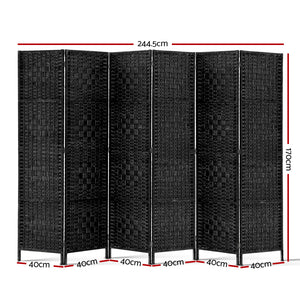 6 Panel Room Divider Privacy Screen Oriental Look Partition Black - Dodosales