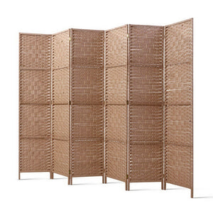 6 Panel Privacy Screen Room Divider Folding Partition Stand Home Office Rattan - Dodosales