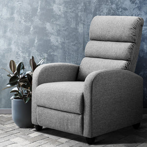 z Lounge Recliner Armchair Chair Chairs Office Sofa Fabric Cover Grey - Dodosales