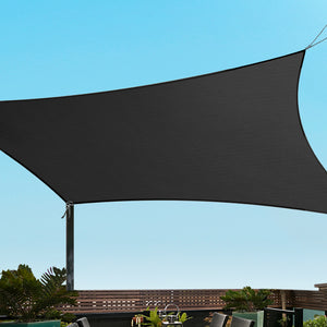 280GSM Shadecloth Canopy Shade Sail Shade Cloth Rectangle Black 3 x 6m - Dodosales