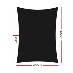 280GSM Shadecloth Canopy Shade Sail Shade Cloth Rectangle Black 4 x 6m - Dodosales