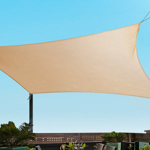 280GSM Shadecloth Canopy Shade Sail Shade Cloth Rectangle Sand Beige 5 x 6m - Dodosales