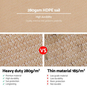 280GSM Shadecloth Canopy Shade Sail Shade Cloth Rectangle Sand Beige 5 x 7m - Dodosales
