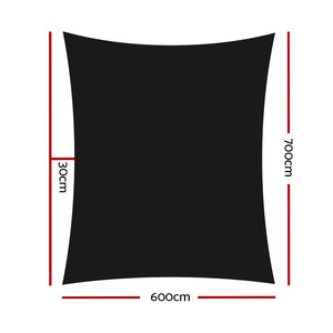 280GSM Shadecloth Canopy Shade Sail Shade Cloth Rectangle Black 6 x 7m - Dodosales