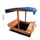 Wooden Outdoor Sand Box Set Canopy Shade Sand Pit Kids Play Sandpit - Dodosales
