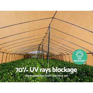 Shade Sail Cloth Mesh 70% UV Block Greenhouse Pool Patio Carport 3.66 x 30M Beige
