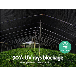 Shade Sail Cloth Mesh 90% UV Block Greenhouse Pool Patio Carport 3.66 x 30M Black
