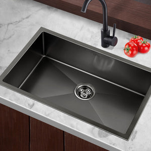 70cm Sink 304 Stainless Steel Nano Kitchen Basin Tub Bowl X-Flume Satin Coat - Dodosales