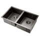 77 x 45cm Sink 304 Double Stainless Steel Kitchen Basin Tub X-Flume Silver Black - Dodosales