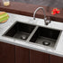 77cm Stainless Steel Kitchen Sink Basin Bowl Under/Top/Flush Mount Black