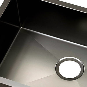 60 x 45cm Sink 304 Stainless Steel Kitchen Basin Tub X-Flume Silver Black - Dodosales