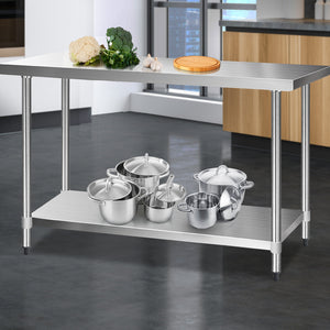 Commercial Stainless Steel Kitchen Bench Table Home Food Prep 1524 x 610mm - Dodosales