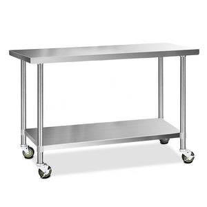 Commercial Stainless Steel Kitchen Bench Table Home Food Prep On Wheels - 1524MM x 610MM