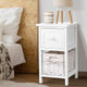2 x Mini Bedside Table Rustic Country Style Nightstand Side Lamp Cabinet White - Dodosales