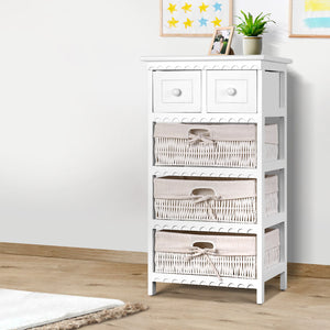 White 3 Basket Storage Unit Drawers Cabinet Bedroom Cupboard Assembled - Dodosales