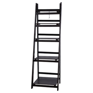 Ladder Style Display Unit Wooden 5 Tier Stand Storage Shelves Rack Coffee - Dodosales