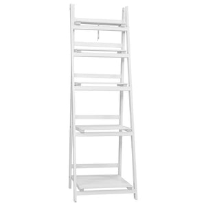z Ladder Style Display Unit Wooden 5 Tier Stand Storage Shelves Rack White - Dodosales