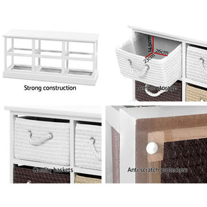 6 Basket Storage Bench Shoe Organiser Drawers Chest Cabinet Rack Box Shelf Stool - Dodosales