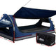 King Single Swag Camping Swags Canvas Free Standing Dome Tent Dark Blue with 7CM Mattress - Dodosales
