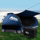 King Single Swag Camping Swags Canvas Free Standing Dome Tent Dark Blue with 7CM Mattress - Dodosales