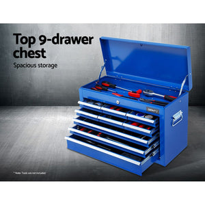 Toolbox Tool Chest & Trolley Box Cabinet Cart Garage Storage 16 Drawers 2 in 1 Blue - Dodosales