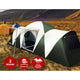 12 Person Tent Camping Hiking Beach Tents 3 Rooms Mesh Windows Green