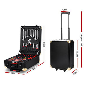 816pcs Tool Kit Trolley Case Set Mechanics Box Toolbox Portable Black - Dodosales