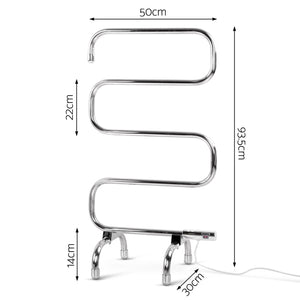Bathroom Mobile Electric Heated Towel Rail Heating Rods Unit Stainless Steel - Dodosales