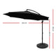 3M Umbrella with 48x48cm Base Outdoor Umbrellas Cantilever Sun Beach Garden Patio Black - Dodosales