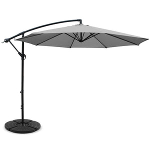 3M Umbrella with 48x48cm Base Outdoor Umbrellas Cantilever Sun Beach Garden Patio Grey - Dodosales