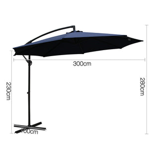 z Blue Outdoor Umbrella Shade Canopy Cantilevered Parasol Free Standing - Dodosales