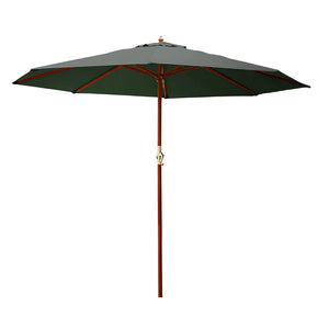 3M Outdoor Umbrella Pole Shade Canopy Parasol Sn beach Protect Charcoal - Dodosales