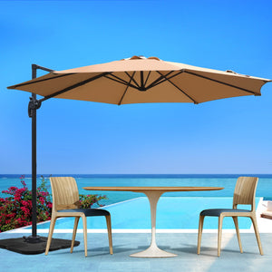 UV50+ Outdoor Umbrella Shade Canopy Cantilevered Parasol Free Standing Beige - Dodosales