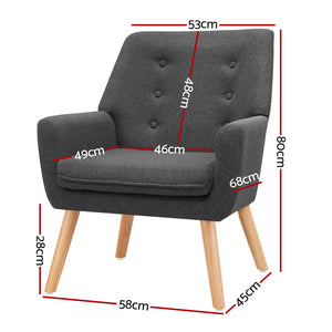 Armchair Tub Single Dining Accent Chair Sofa Armchairs Lounge Fabric