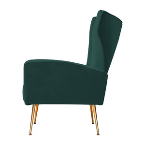 Armchair High Back Lounge Accent Chairs Velvet Seat - Green