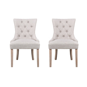 Set of 2 Dining Chairs Retro French Provincial Style Chair Wooden Fabric Cafe - Dodosales