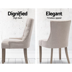 Set of 2 Dining Chairs Retro French Provincial Style Chair Wooden Fabric Cafe - Dodosales
