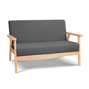 2 Seater Fabric Sofa Chair 12cm Thick Cushion Divan Armchair Grey - Dodosales