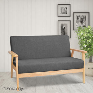 2 Seater Fabric Sofa Chair 12cm Thick Cushion Divan Armchair Grey - Dodosales