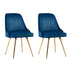 z 2x Dining Chairs Retro Single Sofa Chair Metal Legs Velvet Modern Metal Legs Blue