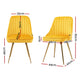 z 2x Dining Chairs Retro Single Sofa Chair Metal Legs Velvet Modern Metal Legs Yellow - Dodosales