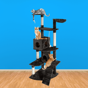 Multi Level Cat Scratching Post Cat Tree Pole Perch Climb Bed Cube Ladder Cat Tower - Afterpay - Zip Pay - Dodosales -