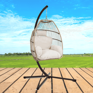 Egg Hanging Swing Chair Furniture Stand Wicker Rattan Hammock Pod Seat