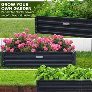 Galvanised Steel Garden Bed Planter Pots 240 x 120 x 30cm  - Black