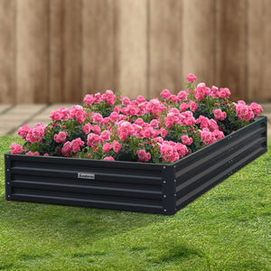 Galvanised Steel Garden Bed Planter Pots 240 x 120 x 30cm  - Black