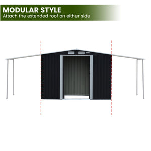 Garden Shed with Semi-Close Outdoor Storage Tool Workshop 379 x160cm - Black