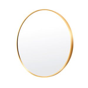 Gold Aluminium Frame Wall Mirror Round Makeup Decor Bathroom Vanity 80cm