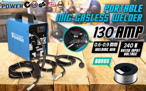 Heavy Duty MIG Gasless Welder + Wire Portable Welding Machine 130Amp