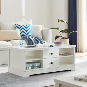 Coffee Table With Drawers Hampton Country Style Unit White
